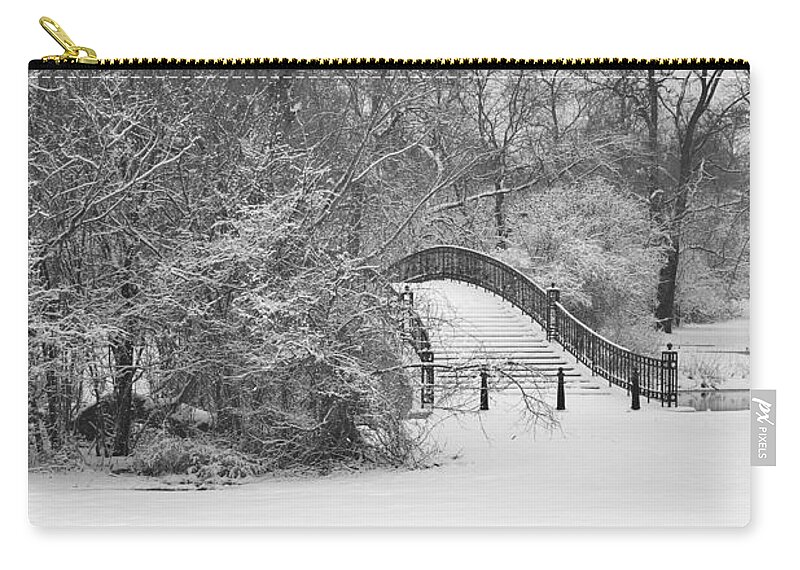  Zip Pouch featuring the photograph The Winter White Wedding Bridge by Daniel Thompson