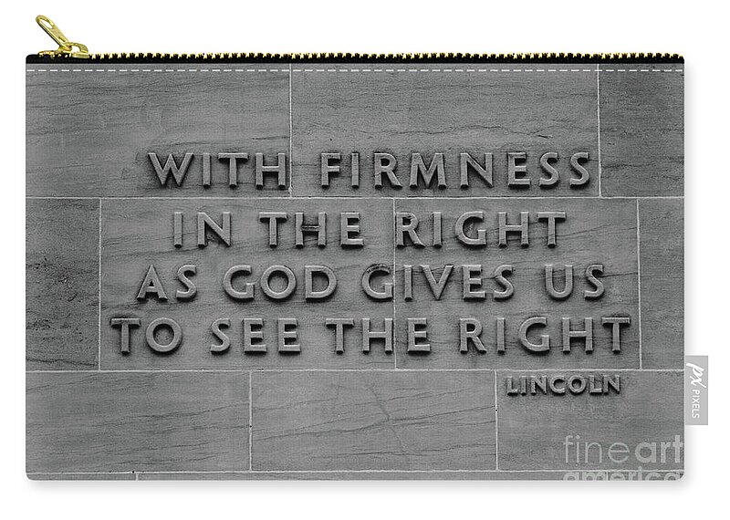 Abraham Lincoln Zip Pouch featuring the photograph The Wisdom of Abraham Lincoln by James Brunker