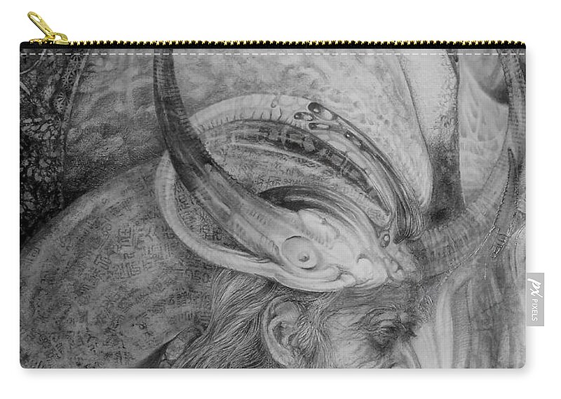 Drawing Zip Pouch featuring the drawing The Wizard Of Earth-sea by Otto Rapp