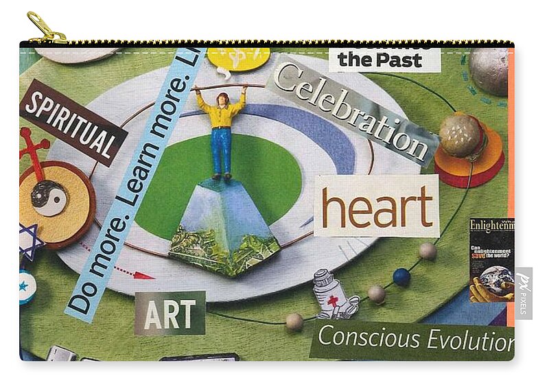 Collage Art Zip Pouch featuring the mixed media The World At Your Feet by Susan Schanerman