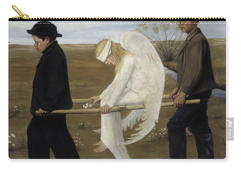 The Wounded Angel - Der Verwundete Engel (1903) Hugo Simberg Carry-all Pouch featuring the painting The Wounded Angel by MotionAge Designs