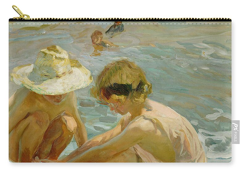 Sorolla Zip Pouch featuring the painting The Wounded Foot by Joaquin Sorolla y Bastida