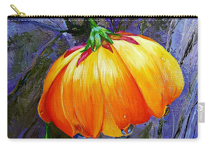 Flowers Zip Pouch featuring the painting The Yellow Flower by Janet Garcia