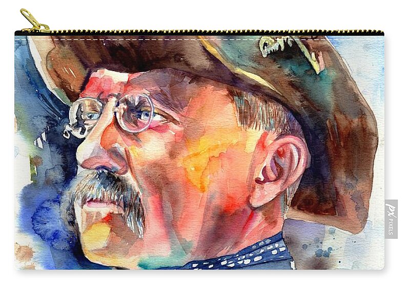 Theodore Roosevelt Zip Pouch featuring the painting Theodore Roosevelt painting by Suzann Sines