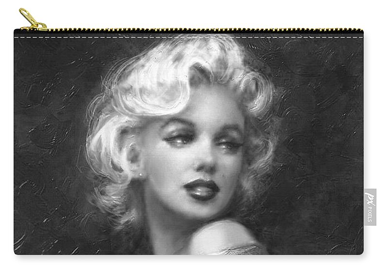 Marilyn Zip Pouch featuring the painting Theo's Marilyn WW bw by Theo Danella