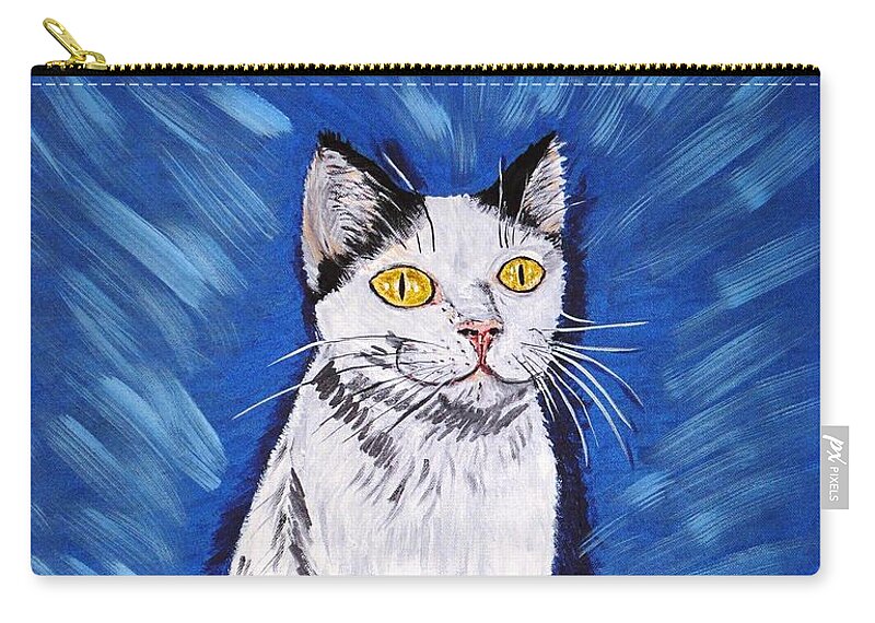 Cat Zip Pouch featuring the painting There is a Bird by Valerie Ornstein