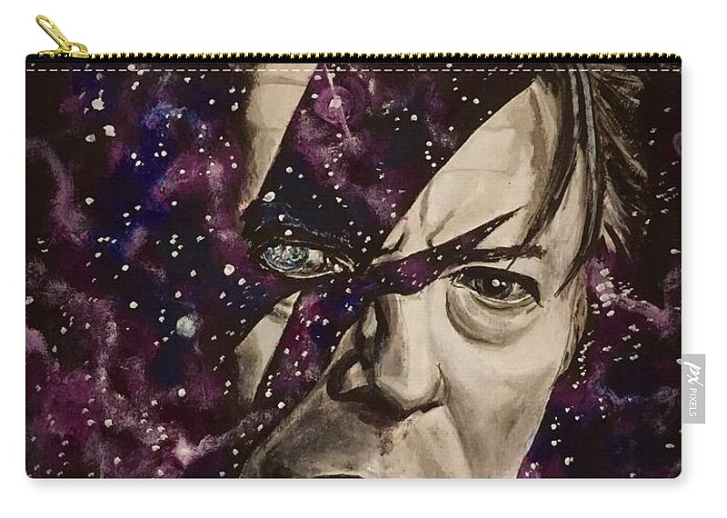 David Bowie Zip Pouch featuring the painting There's A Starman Waiting In The Sky by Joel Tesch