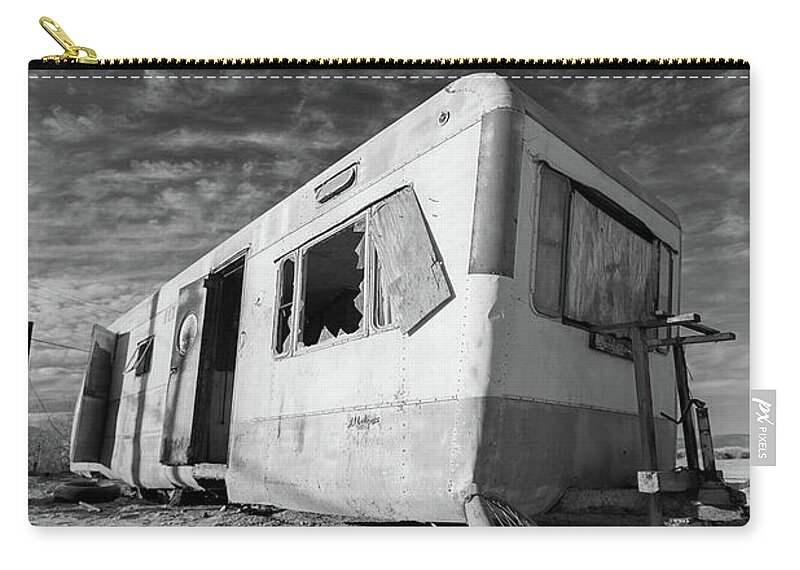Abandoned Zip Pouch featuring the photograph Theres My Bike Black and White by Scott Campbell