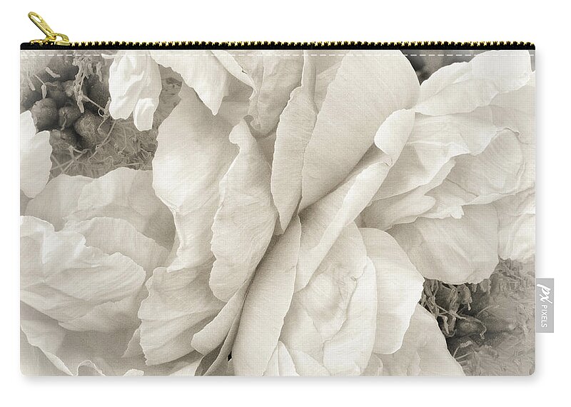 Sepia Zip Pouch featuring the photograph These Flowers Will Never Fade by Lynn Wohlers