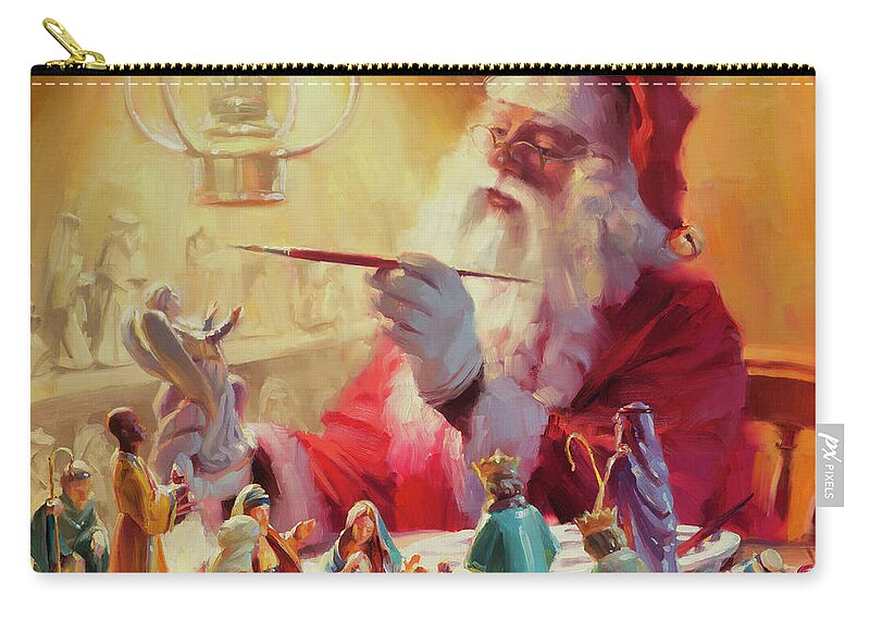 Santa Zip Pouch featuring the painting These Gifts Are Better Than Toys by Steve Henderson
