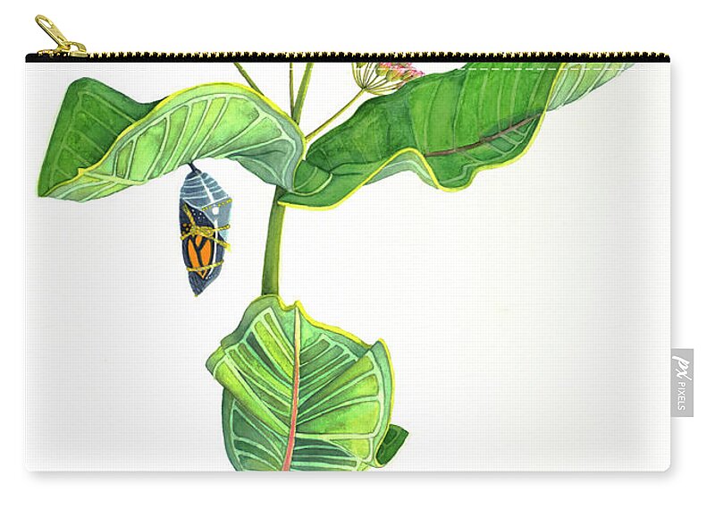 Milkweed Zip Pouch featuring the painting What doesn't kill you makes you stronger by Sandra Neumann Wilderman