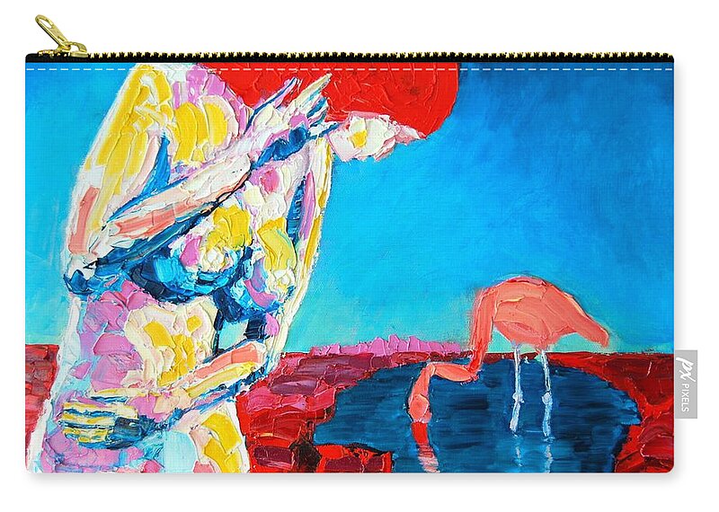  Zip Pouch featuring the painting Thinking woman by Ana Maria Edulescu