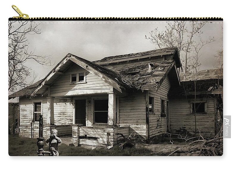 Farmhouse Zip Pouch featuring the photograph Thirsty Boy by Timothy Bulone