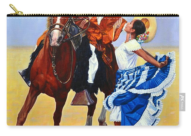 Horse Zip Pouch featuring the painting This is My Peru, Peru Impression by Ningning Li