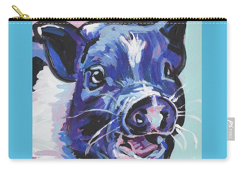 Mini Pig Zip Pouch featuring the painting This Little Piggy by Lea