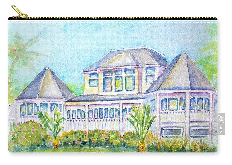 Thistle Lodge Zip Pouch featuring the painting Thistle Lodge Casa Ybel Resort by Carlin Blahnik CarlinArtWatercolor