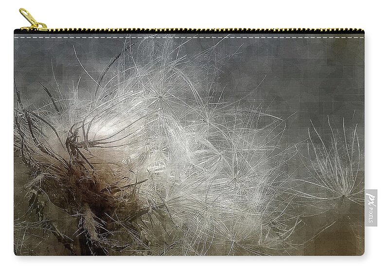 Thistle Zip Pouch featuring the digital art Thistle Seed by Ludwig Keck