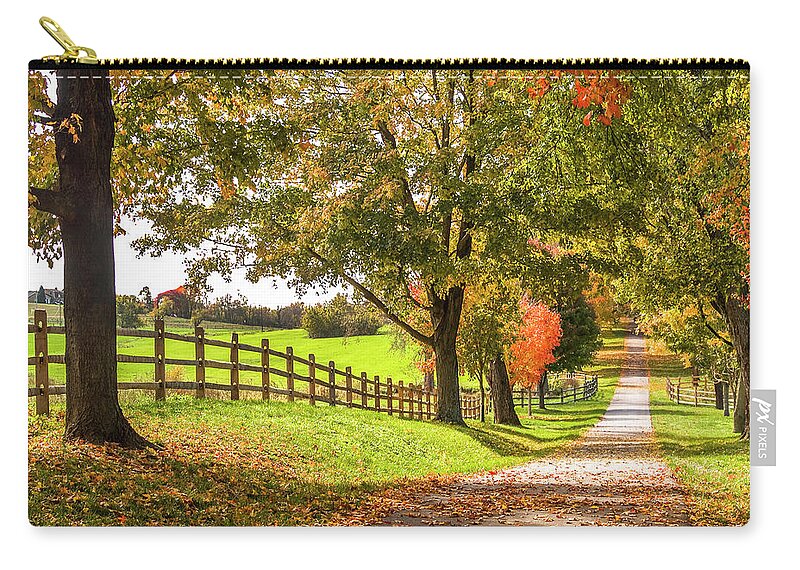 Farm Zip Pouch featuring the photograph Thomas Farm Lane by Andy Smetzer