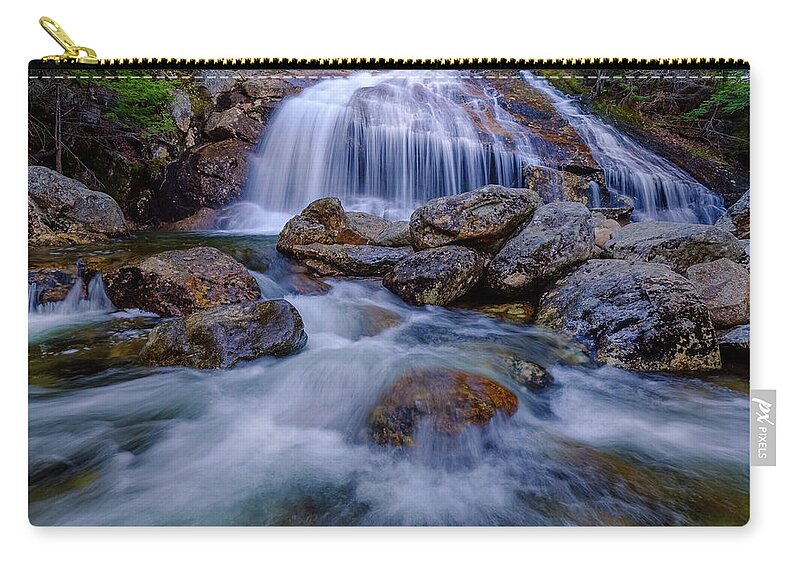 Forest Zip Pouch featuring the photograph Thompson Falls, Pinkham Notch, NH by Jeff Sinon