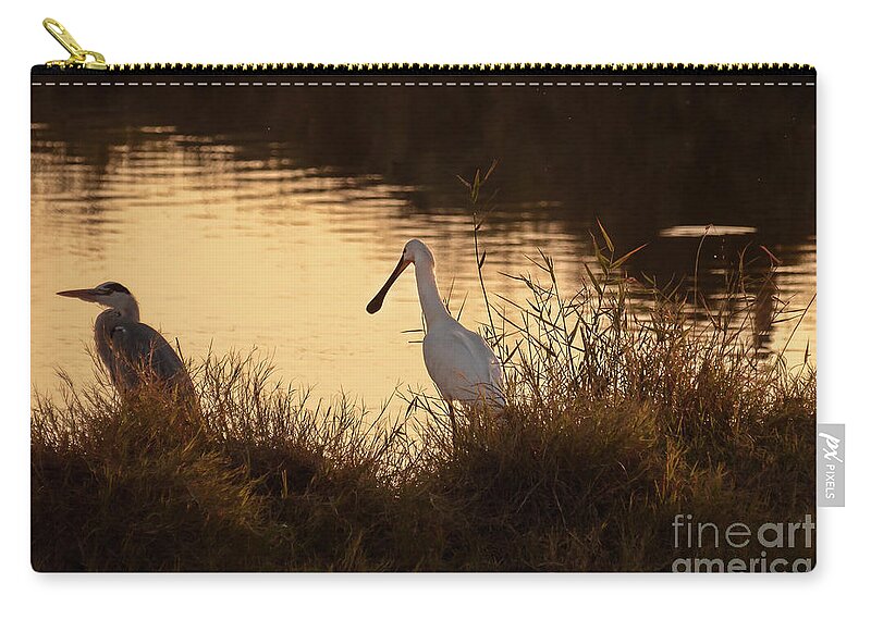Spoonbill Zip Pouch featuring the photograph Thoughts on Sunset 02 by Arik Baltinester