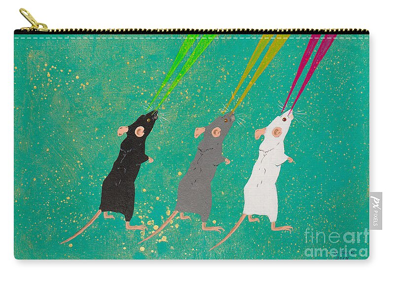 Mice Zip Pouch featuring the painting Three Blind Mice by Stefanie Forck