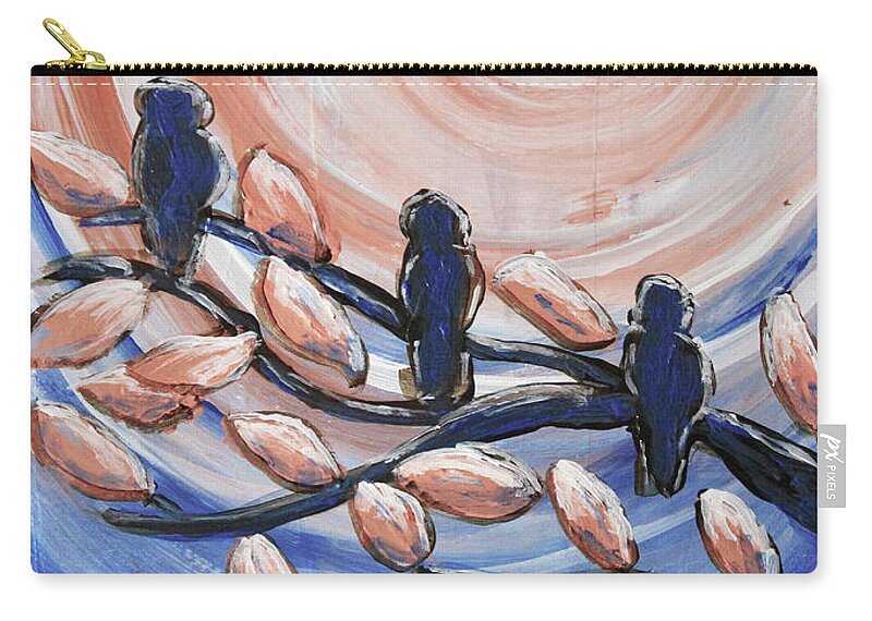 Blue Carry-all Pouch featuring the painting Three Blue by April Burton