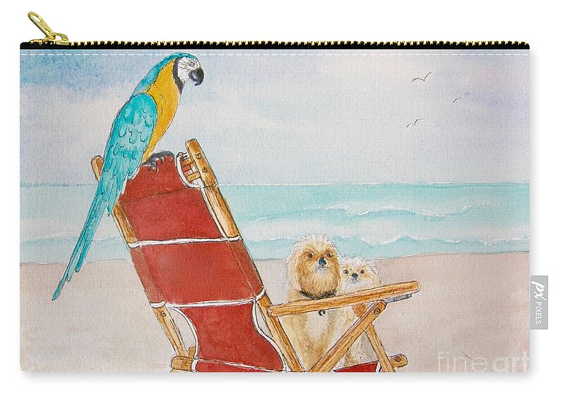 Beach Carry-all Pouch featuring the painting Three Friends at the Beach by Midge Pippel