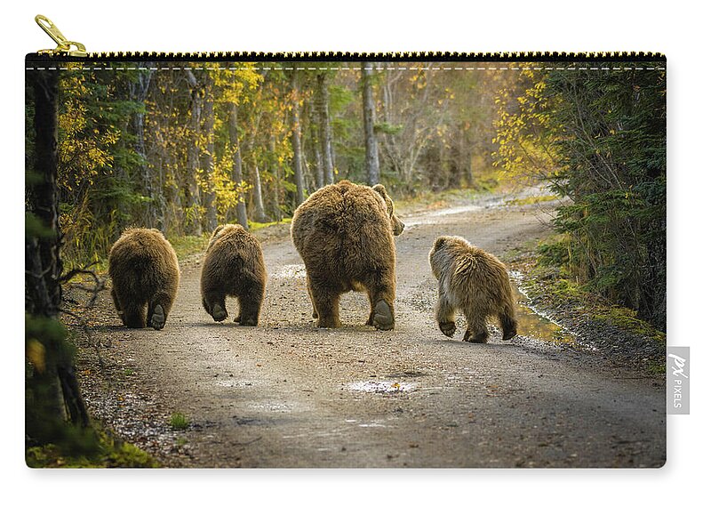 Alaska Zip Pouch featuring the photograph Bear Bums by Chad Dutson