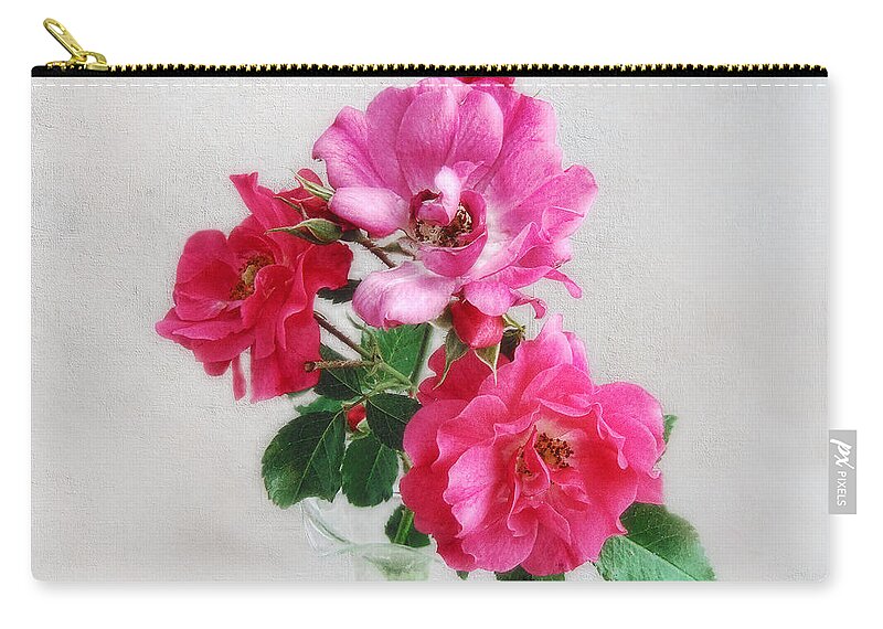 Roses Zip Pouch featuring the photograph Three Old Fashioned Roses by Louise Kumpf