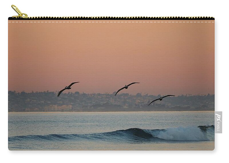Pelicans Zip Pouch featuring the photograph Three Pack by Christy Pooschke