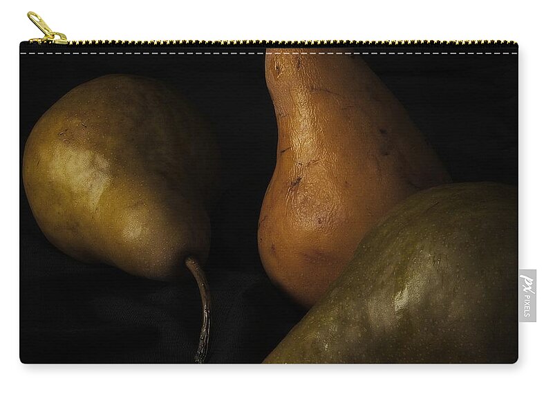 Three Pears Zip Pouch featuring the photograph Three Pears by Richard Rizzo