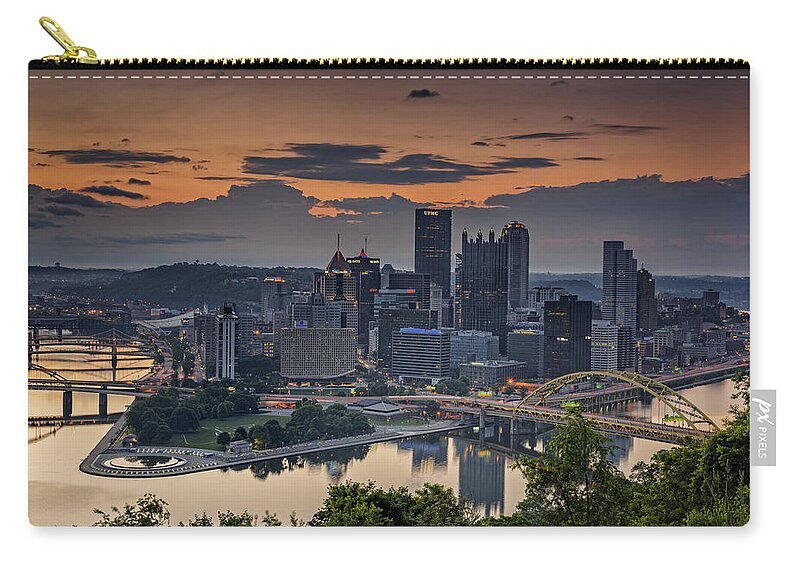 Pittsburgh Zip Pouch featuring the photograph Three Rivers Sunrise by Rick Berk