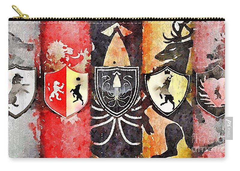 Game Of Thrones Zip Pouch featuring the painting Thrones by HELGE Art Gallery
