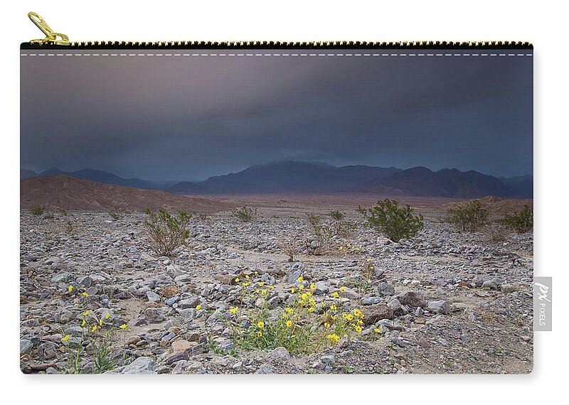 Death Valley Thunderstorm Zip Pouch featuring the photograph Thunderstorm over Death Valley National Park by Kunal Mehra