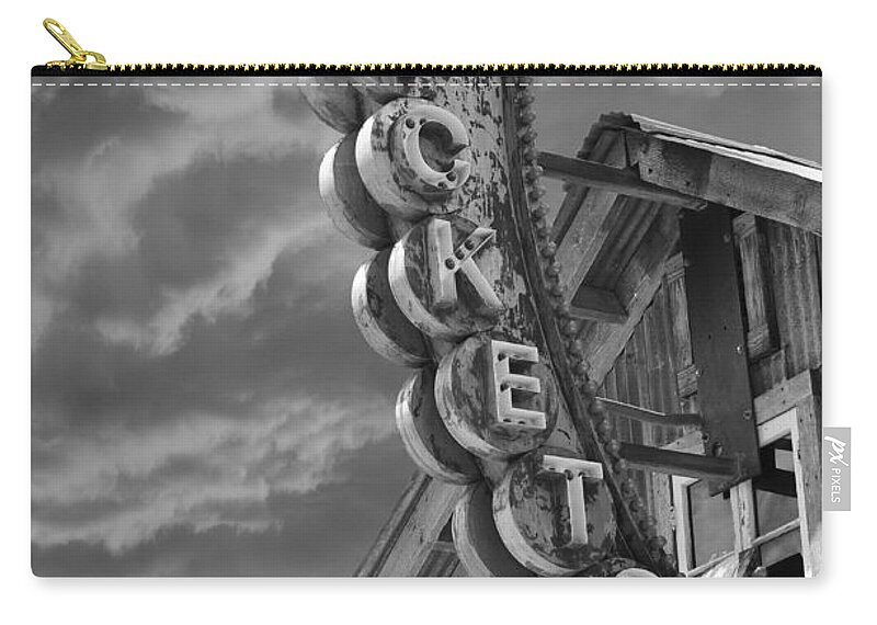 Sign Zip Pouch featuring the photograph Tickets Bw by Laura Fasulo