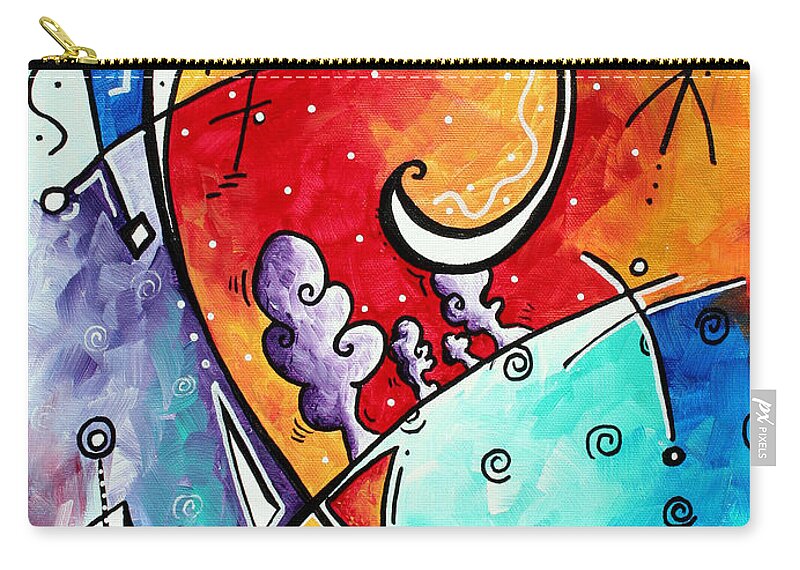 Original Zip Pouch featuring the painting Tickle My Fancy Original Whimsical Painting by Megan Aroon