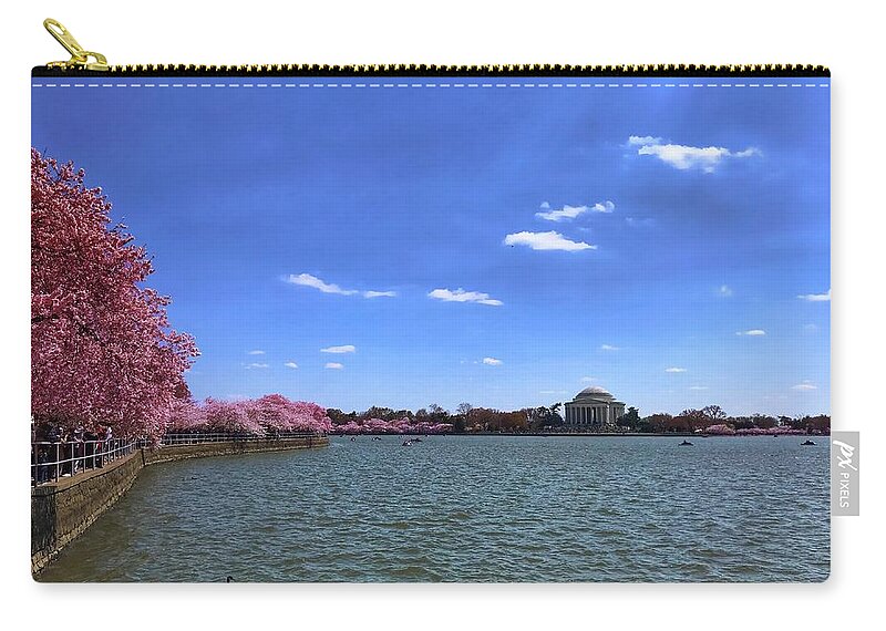 Cherry Blossoms Zip Pouch featuring the photograph Tidal Basin Cherry Blossoms by Chris Montcalmo
