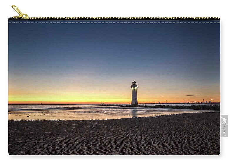 Beach Zip Pouch featuring the photograph Tide coming in at Sunset New Brighton by Spikey Mouse Photography