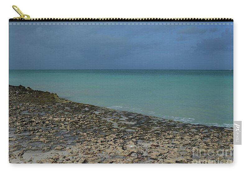 Lava-rock Zip Pouch featuring the photograph Tide Coming Over the Lava Rock Along the Coast by DejaVu Designs