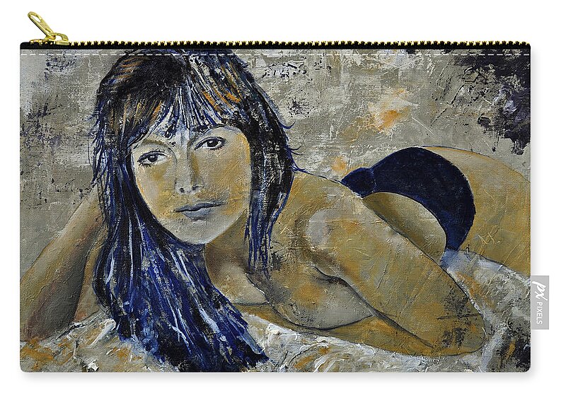 Girl Zip Pouch featuring the painting Tiffany 45 by Pol Ledent