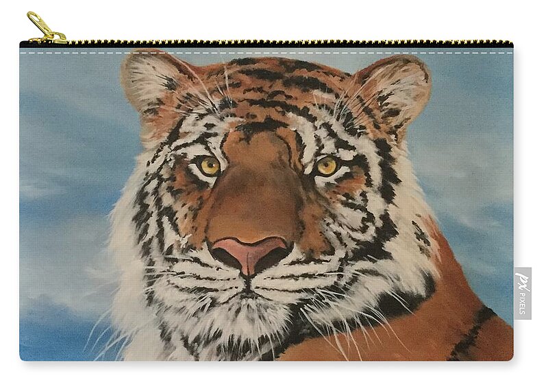 Bengal Tiger Zip Pouch featuring the painting Bengal Tiger by Jean Walker
