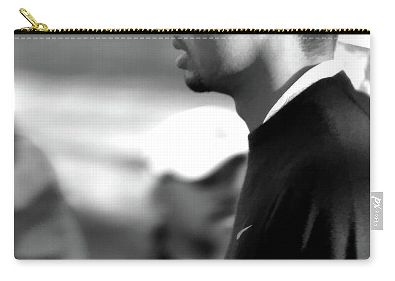 Golf Zip Pouch featuring the photograph Tiger Woods BW 2005 by Chuck Kuhn