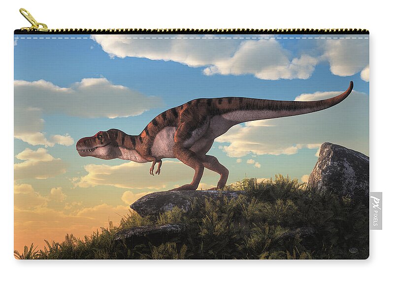 Tigersaurus Zip Pouch featuring the digital art Tigersaurus Rex by Daniel Eskridge
