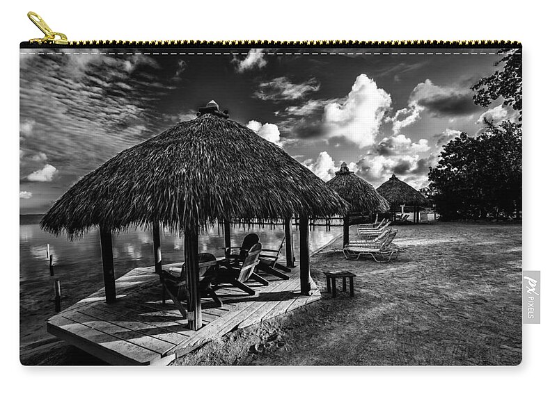 Black & White Zip Pouch featuring the photograph Tiki Hut by Kevin Cable