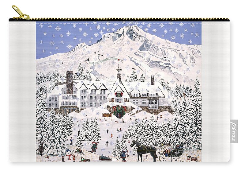 Timberline Lodge Zip Pouch featuring the painting Timberline Lodge by Jennifer Lake