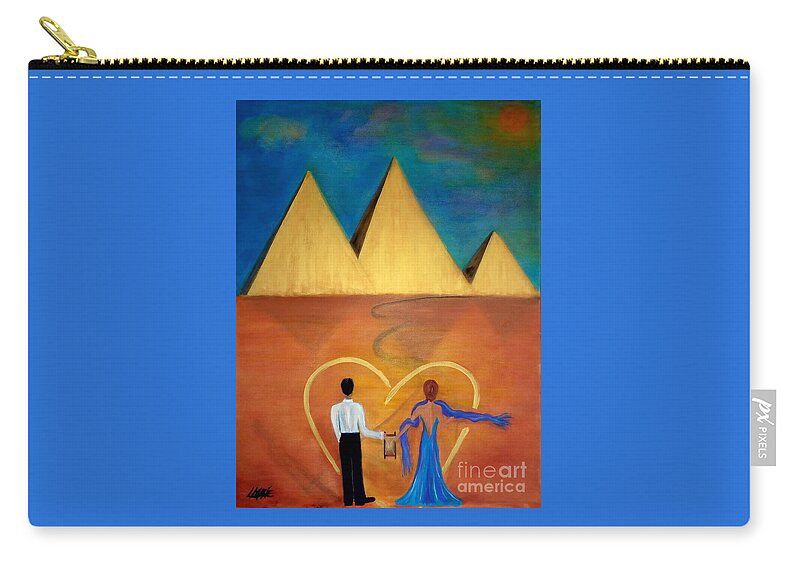 Cairo Zip Pouch featuring the painting Time In Cairo by Artist Linda Marie