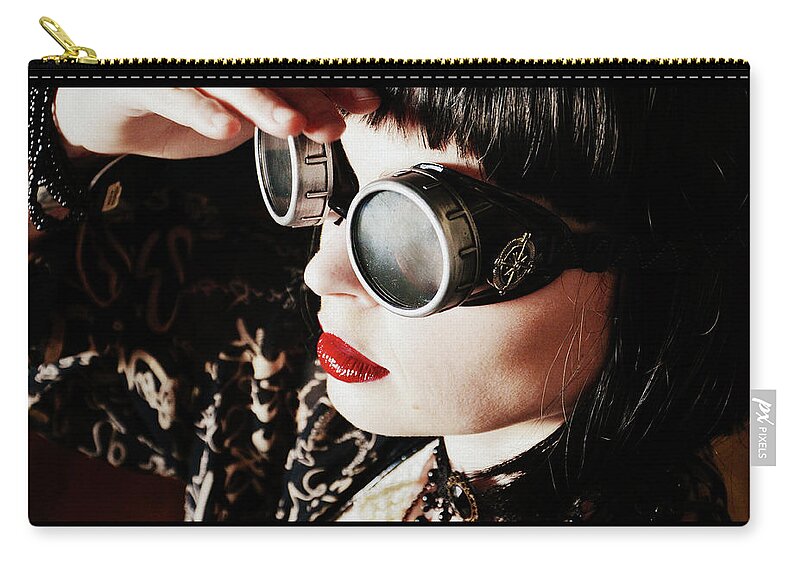 Steampunk Zip Pouch featuring the photograph Time Traveling Beauty by Marilyn MacCrakin