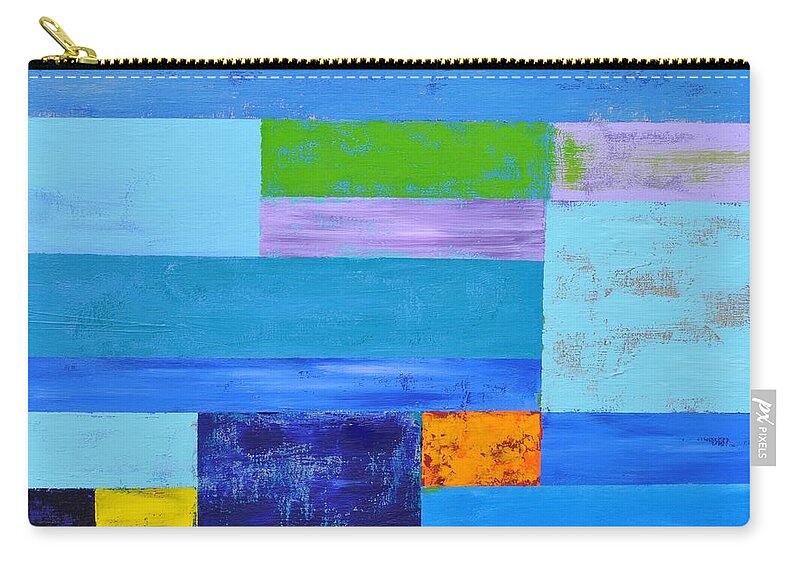 Timeschedule Zip Pouch featuring the painting Timeline in Blue by Eduard Meinema