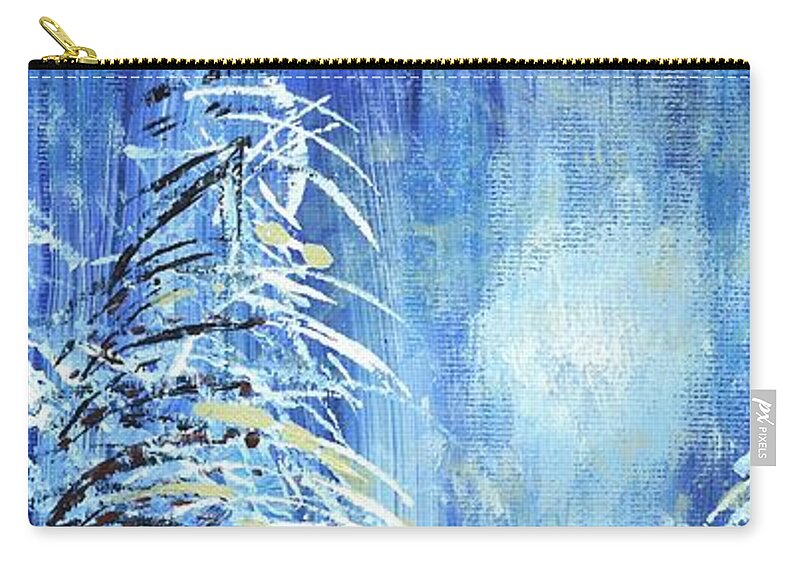 Forest Zip Pouch featuring the painting Tim's Winter Forest by Holly Carmichael