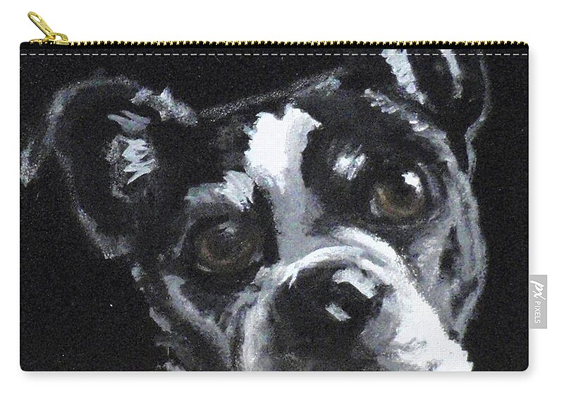 Boston Terrier Zip Pouch featuring the painting Tippy by Carol Russell
